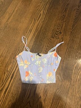 Zara Lavender Floral Spaghetti Strap Crop Top